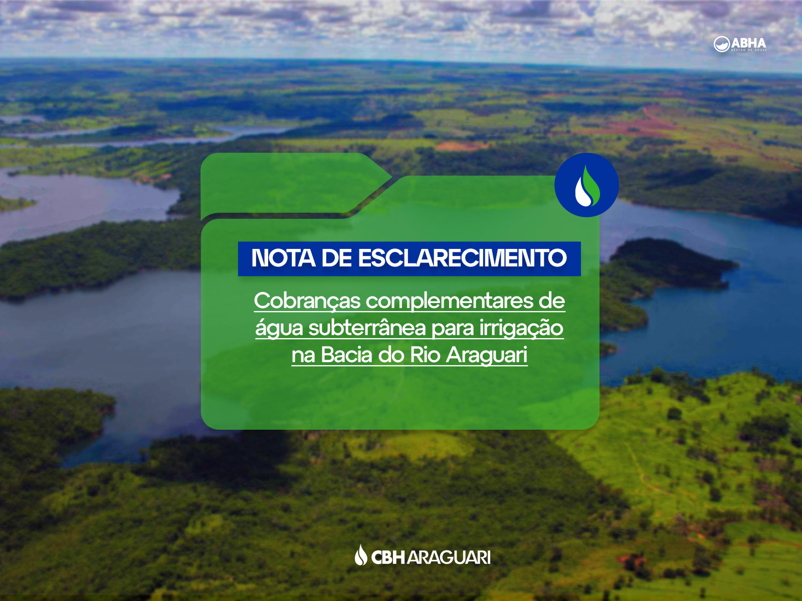 Nota: Cobranças complementares de água subterrânea para irrigação na Bacia do Rio Araguari